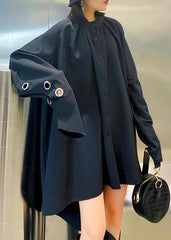 Chic black blouses for women stand collar asymmetric Plus Size Clothing blouses AT-LTP200909