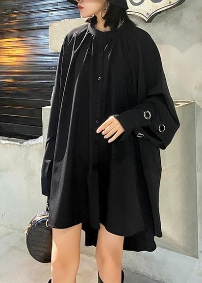 Chic black blouses for women stand collar asymmetric Plus Size Clothing blouses AT-LTP200909