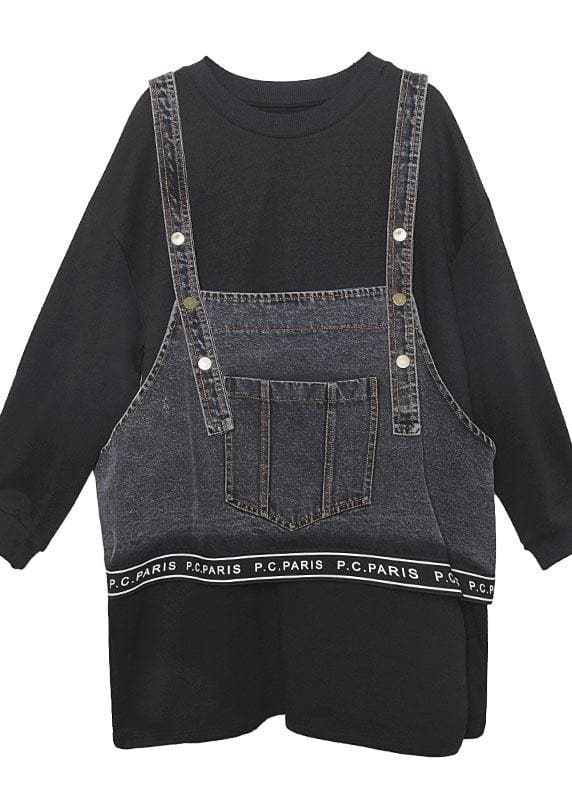 Chic black cotton Blouse o neck two pieces Plus Size Clothing tops AT-LTP191231