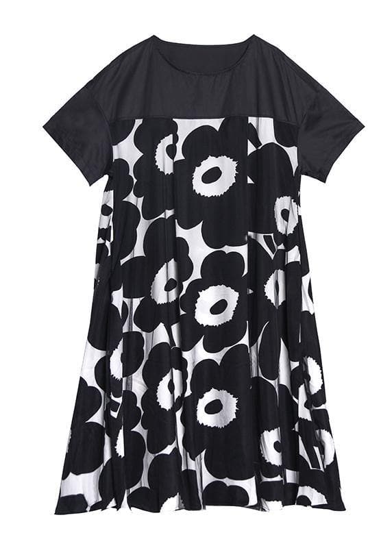 Chic black print quilting clothes o neck patchwork Maxi Dress AT-SDL200812