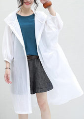 Chic blue Cotton outwear for women hooded tunic summer cardigan TCT190626