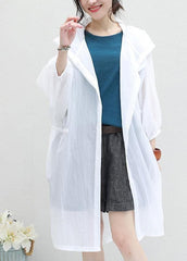 Chic blue Cotton outwear for women hooded tunic summer cardigan TCT190626