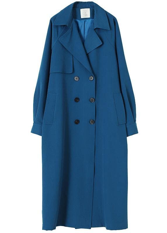 Chic blue Fashion coat for woman Tutorials Notched tie waist outwears TCT201210