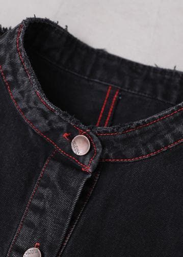 Chic denim black Fashion coat for woman Tutorials stand collar Button Down coats WG-TCT191018