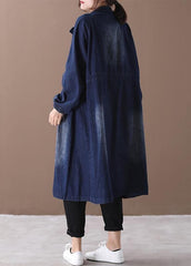 Chic denim blue Fine tunic pattern Sewing stand collar Cinched jackets WG-TCT191018