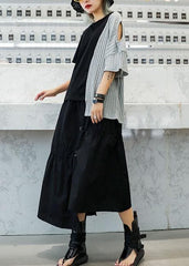 Chic gray patchwork cotton clothes For Women asymmetric hem oversized summer blouses AT-HTP190717