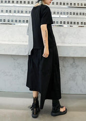 Chic gray patchwork cotton clothes For Women asymmetric hem oversized summer blouses AT-HTP190717