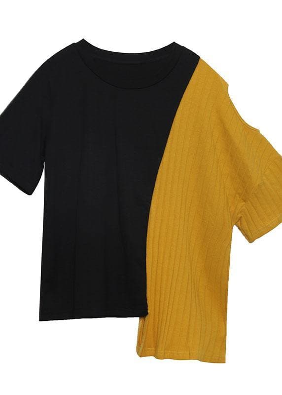 Chic gray patchwork cotton clothes For Women asymmetric hem oversized summer blouses AT-HTP190717