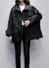 Chic stand collar Fashion coats black patchwork tulle short jackets TCT201207