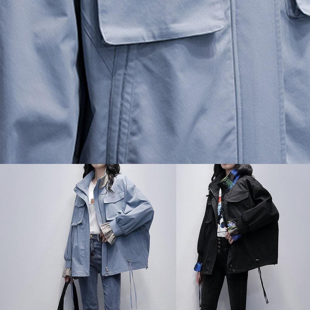 Chic stand collar flare sleeve  clothes blue baggy women coats TCT201207