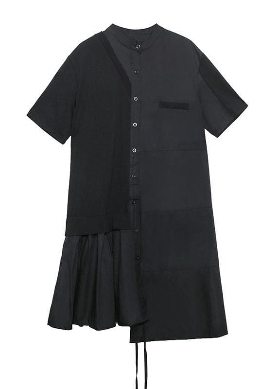Chic stand collar patchwork Cotton clothes For Women green Dresses AT-SDM200508