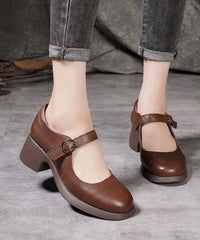 Chocolate High Heels Buckle Strap Chunky High Heels XZ-GGX210622