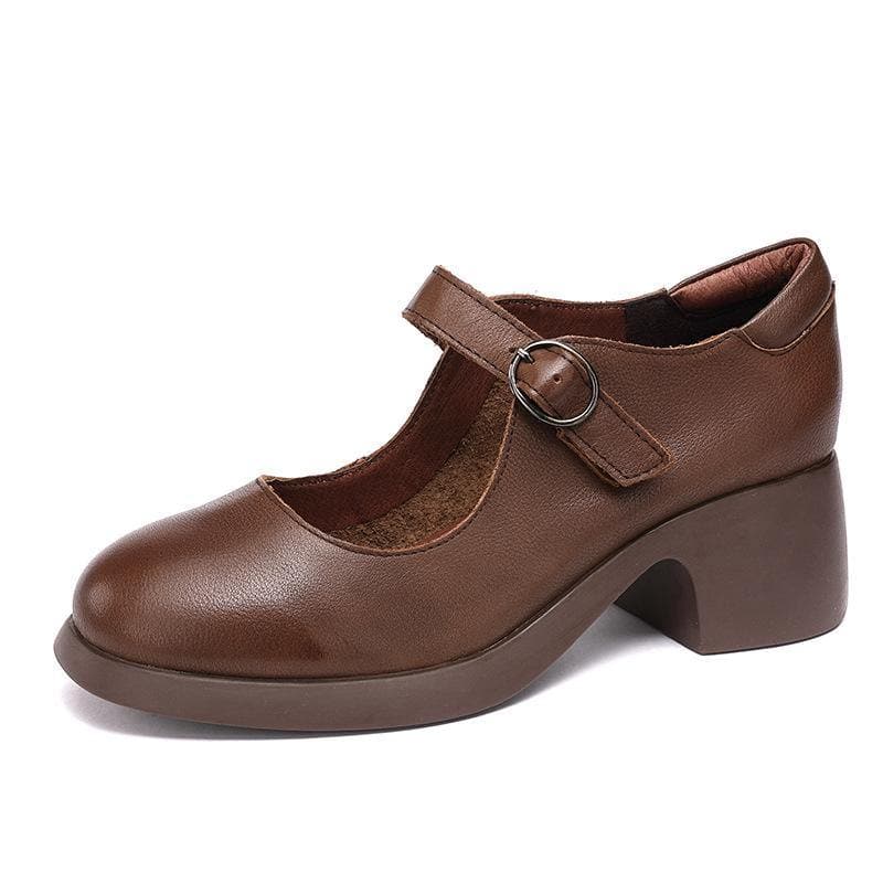 Chocolate High Heels Buckle Strap Chunky High Heels XZ-GGX210622