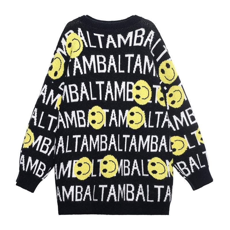 Chunky black Letter crane tops o neck trendy plus size knitted blouse AT-NTP201217