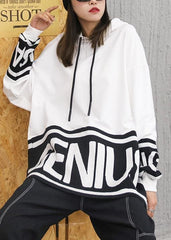 Chunky fall white Letter knit tops trendy plus size hooded top AT-LTP201014