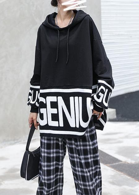 Chunky fall white Letter knit tops trendy plus size hooded top AT-LTP201014