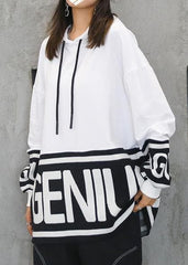 Chunky fall white Letter knit tops trendy plus size hooded top AT-LTP201014