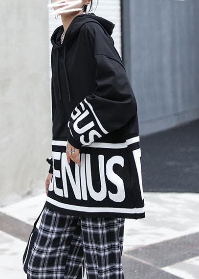 Chunky fall white Letter knit tops trendy plus size hooded top AT-LTP201014