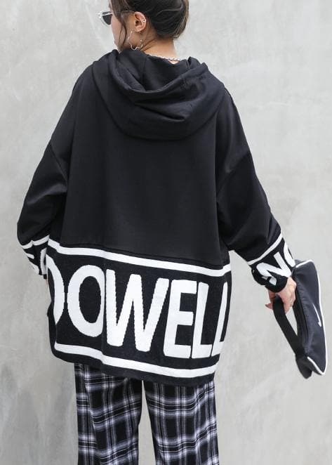 Chunky fall white Letter knit tops trendy plus size hooded top AT-LTP201014