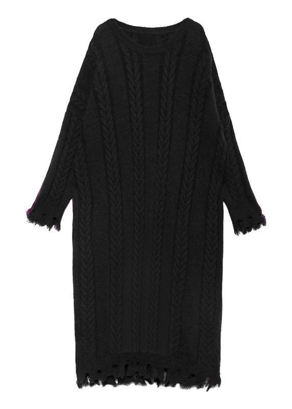 Chunky o neck tassel Sweater dress outfit Moda purple Ugly sweater dresses AT-FDL201105