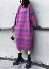 Chunky rose purple Sweater Wardrobes Moda hooded thick Art knitwear AT-NSD191113