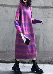 Chunky rose purple Sweater Wardrobes Moda hooded thick Art knitwear AT-NSD191113
