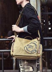 Classy Dark Khaki Graphic Print Canvas Satchel Handbag BGS211231