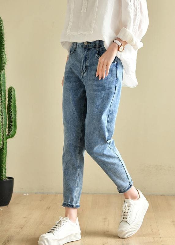 Classy Denim Blue Patchwor Cotton Pants TRCP-LPTS210409