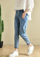Classy Denim Blue Patchwor Cotton Pants TRCP-LPTS210409