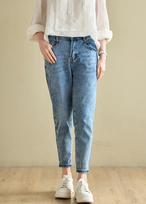 Classy Denim Blue Patchwor Cotton Pants TRCP-LPTS210409