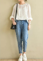 Classy Denim Blue Patchwor Cotton Pants TRCP-LPTS210409