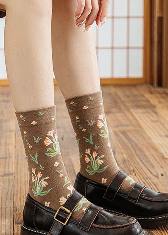 Classy Fashion pattern Jacquard Cotton Crew Socks soc220106