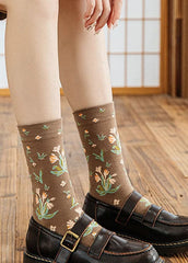 Classy Fashion pattern Jacquard Cotton Crew Socks soc220106