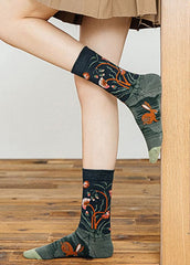 Classy Fashion pattern Jacquard Cotton Crew Socks soc220106