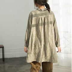 Classy army green cotton clothes Casual Work Outfits Jacquard silhouette blouse LTP190129