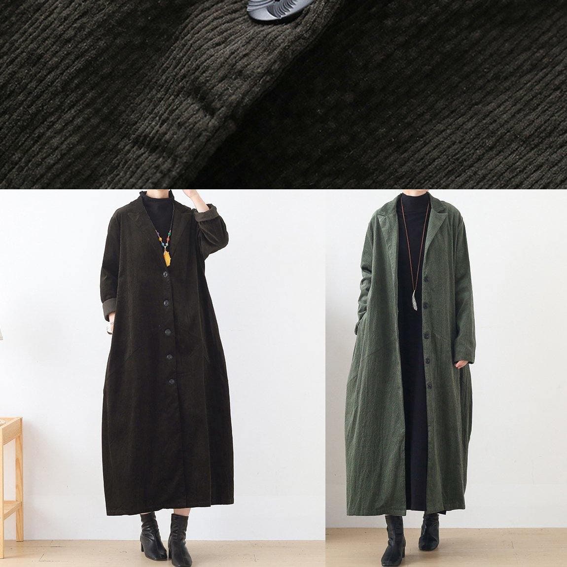 Classy army green  clothes For Women Fashion Ideas Notched patchwork coat AM-TCT201126