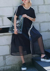 Classy black Cotton clothes o neck Dresses summer Dresses AT-SDL190411