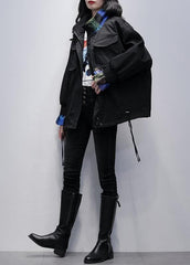 Classy black Fashion clothes For Women Wardrobes stand collar flare sleeve outwears TCT201207