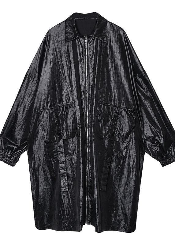 Classy black Fashion clothes Wardrobes lapel pockets fall women coats AT-TCT200909