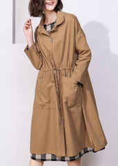 Classy khaki Plus Size clothes For Women Photography drawstring spring coat TCT200111