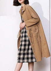 Classy khaki Plus Size clothes For Women Photography drawstring spring coat TCT200111