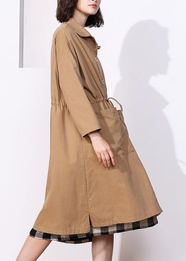 Classy khaki Plus Size clothes For Women Photography drawstring spring coat TCT200111