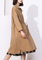 Classy khaki Plus Size clothes For Women Photography drawstring spring coat TCT200111