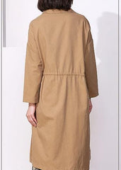 Classy khaki Plus Size clothes For Women Photography drawstring spring coat TCT200111