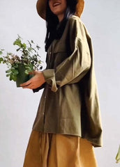Classy lapel pockets shirts women Fashion Ideas army green tops LTP201026