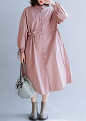 Classy pink Fashion clothes For Women drawstring lapel fall coats FDL191011