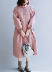 Classy pink Fashion clothes For Women drawstring lapel fall coats FDL191011