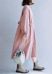 Classy pink Fashion clothes For Women drawstring lapel fall coats FDL191011