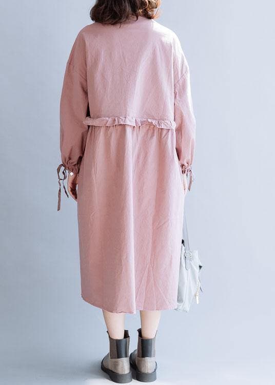 Classy pink Fashion clothes For Women drawstring lapel fall coats FDL191011