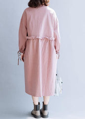 Classy pink Fashion clothes For Women drawstring lapel fall coats FDL191011